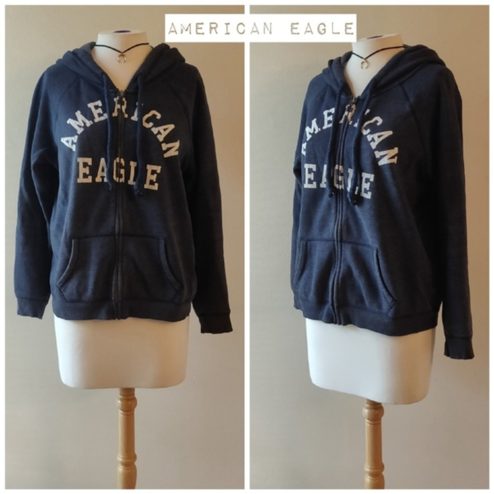 American Eagle | Classic Navy Blue Zip Up Hoodie